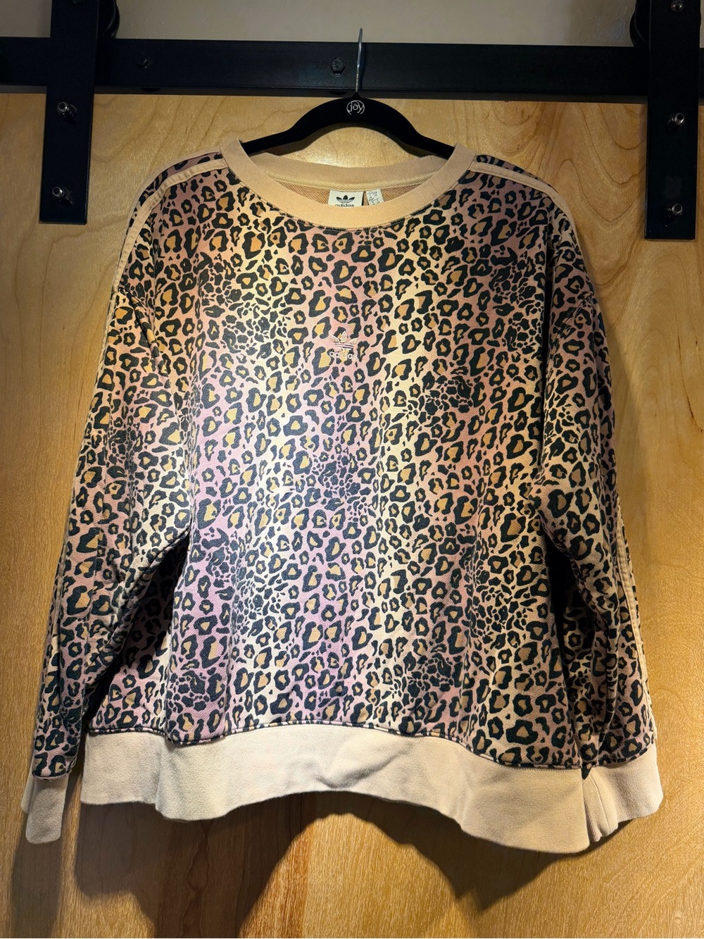 adidas Pink Leopard-Print Crewneck Sweatshirt